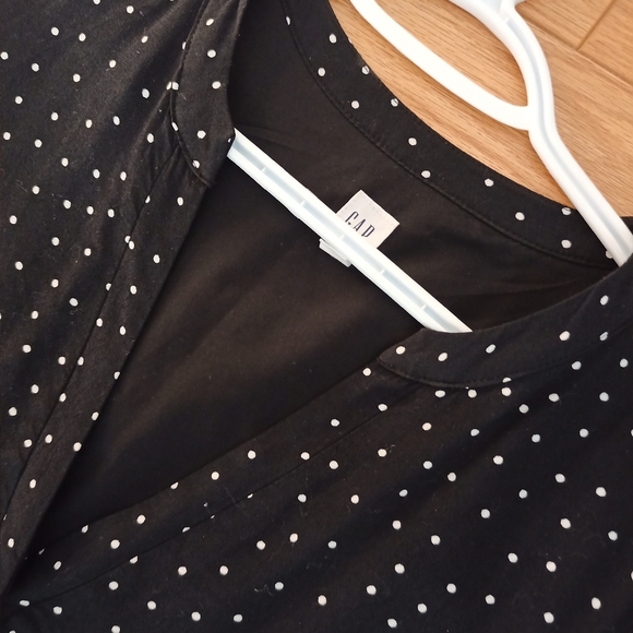 Gap black white polka dot peplum drop waist dress long sleeve - Picture 10 of 10